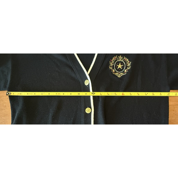 Vintage Bay Point Threads Womens Cardigan Sweater Size L Crest Academia USA Prep - Picture 10 of 11